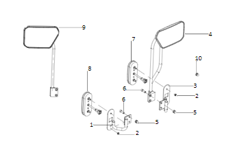 MIRROR AND ROD ASSEMBLY REAR VIEW RH